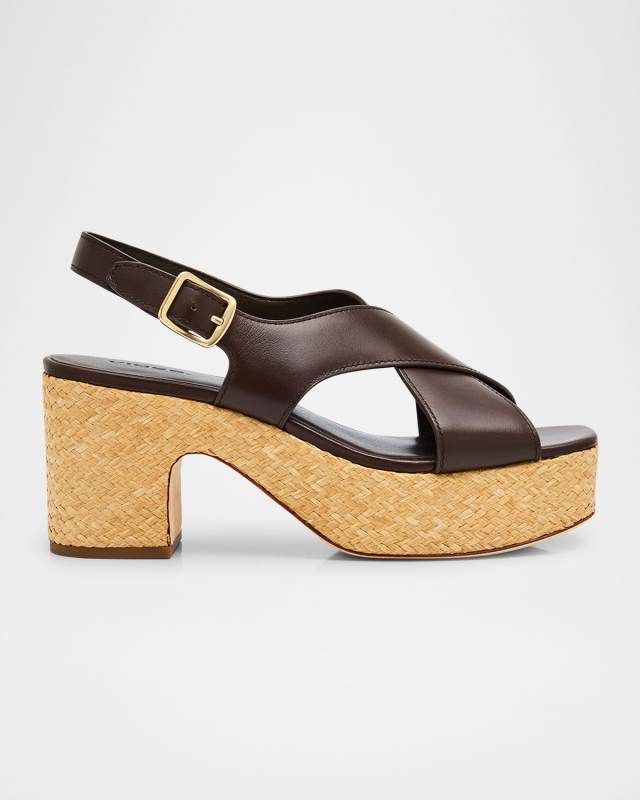 Clementina Leather Crisscross Platform Sandals